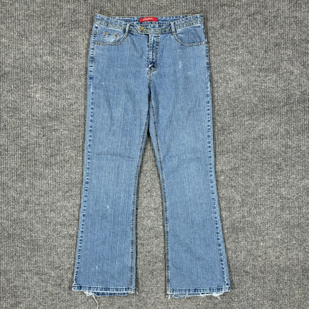 COS Jeans Womens Size 12 Bootcut Blue Denim Embroidered Pocket Y2K Mid Rise